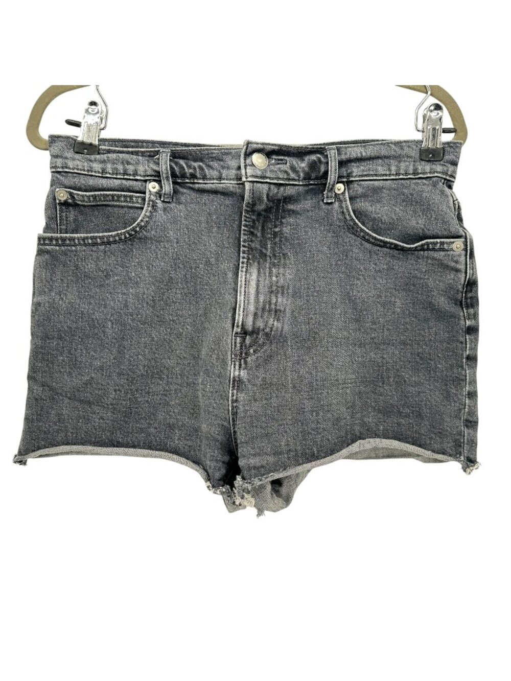 Everlane Womens 29 Shorts The Way High Denim Short Organic Cotton Gray Raw Hem